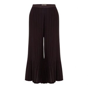 Alquema 3/4 Palazzo Pants Wide Leg Pleated Cropped Black Casual Women Large